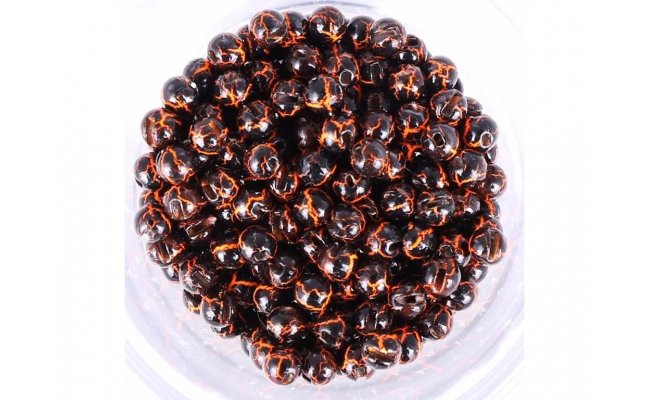 Tungsten Plus Marble Beads Hends Black-UV Fluo Orange Tungsten Plus Marble Beads Hends Black-UV Fluo Orange 2,3 mm, 10 pcs