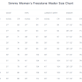 Women's Fishing Waders Simms Freestone Stockingfoot Slate - Size Chart