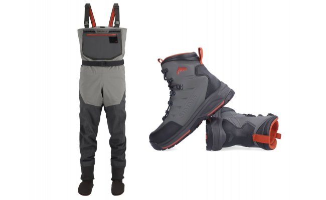 SET Waders Simms Freestone Stockingfoot Smoke + Wading Boots Rubber SET Waders Simms Freestone Stockingfoot Smoke + Wading Boots Rubber