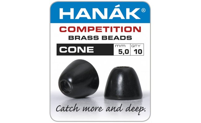 Brass Cone Heads Hank Competition CONE Black Brass Cone Heads Hank Competition CONE Black 5,0 mm, 10 pcs