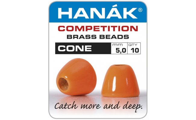 Brass Cone Heads Hank Competition CONE Orange Brass Cone Heads Hank Competition CONE Orange 5,0 mm, 10 pcs