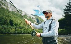 Fishing Hoodie Guideline Scandi Grey Melange