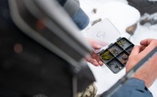 Fly Box Fulling Mill 6 Compartment Box Grey - In Action