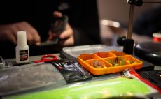 Fly Box Fulling Mill 6 Compartment Box Orange - In Action