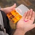 Fly Box Fulling Mill 6 Compartment Box Orange - In Action