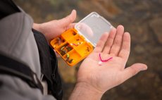 Fly Box Fulling Mill 6 Compartment Box Orange - In Action