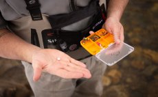 Fly Box Fulling Mill 6 Compartment Box Orange - In Action