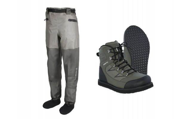 SET Waders Kinetic X4 Waist + Wading Boots X4 Rubber Sole SET Waders Kinetic X4 Waist + Wading Boots X4 Rubber Sole