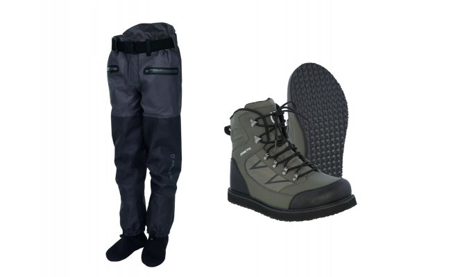 SET Waders Kinetic X5 Waist + Wading Boots X4 Rubber Sole SET Waders Kinetic X5 Waist + Wading Boots X4 Rubber Sole