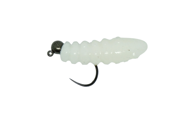 Soft Larva Trout Grub White & Black Nickel Soft Larva Trout Grub White & Black Nickel