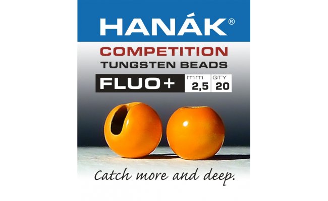 Tungsten Beads Hanak Competition UV+ FLUO Orange Tungsten Beads Hanak Competition UV+ FLUO Orange 2,0 mm, 20 pcs