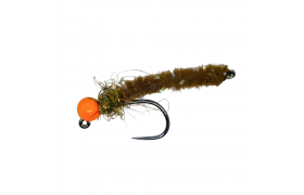 Tungsten Jig MOP Fly Brown Body Gold ... Tungsten Jig MOP Fly Brown Body Gold & Fluo Orange, Size 14
