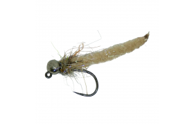 Tungsten Jig MOP Fly Cream Body Hare ... Tungsten Jig MOP Fly Cream Body Hare & Black Nickel, Size 14