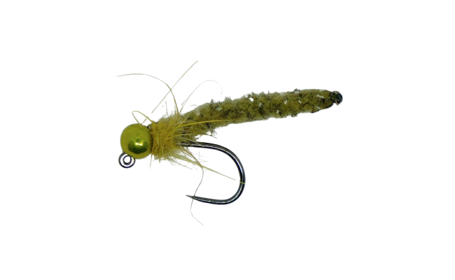 Tungsten Jig MOP Fly Green Body Yellow & Metallic Green Tungsten Jig MOP Fly Green Body Yellow & Metallic Green, Size 14