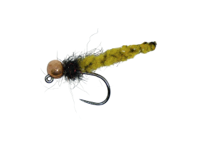 Tungsten Jig MOP Fly Yellow Body Peacock ... Tungsten Jig MOP Fly Yellow Body Peacock & Copper, Size 14