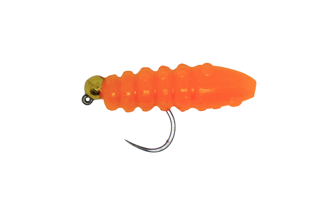 Soft Larva Trout Grub Fluo Orange & Gold Soft Larva Trout Grub Fluo Orange & Gold