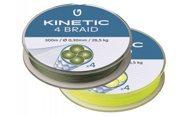 Braided Fishing Line Kinetic 4 Braid 300 m Braided Fishing Line Kinetic 4 Braid 300 m 0,12 mm - 10,3 Kg Fluo Yellow