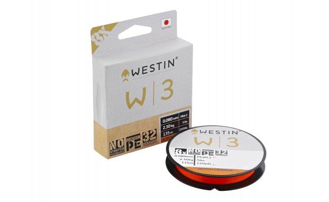 Braided Fishing Line Westin W3 8 Braid 135 m Braided Fishing Line Westin W3 8 Braid 135 m; 0,08 mm; 3,0 kg; Dutch Orange