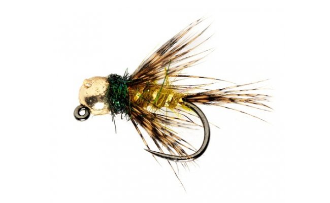 Roza's Hackled Jig March Brown Olive B/L Roza's Hackled Jig March Brown Olive B/L, Size 16, 2,8 mm