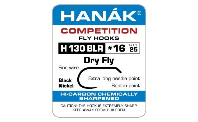 Fly Tying Hook Hanak Competition Dry Fly Bent-in Point (H130BLR) Fly Tying Hook Hanak Competition Dry Fly Bent-in Point Black Nickel No 10, 25 pcs (H130BLR)