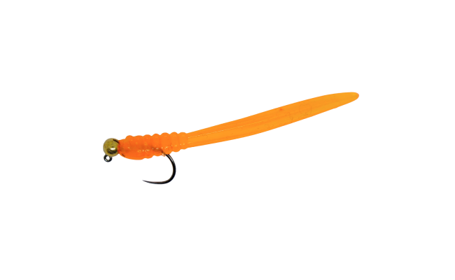 Soft Worm Micro Tail Fluo Orange & Gold Soft Worm Micro Tail Fluo Orange & Gold