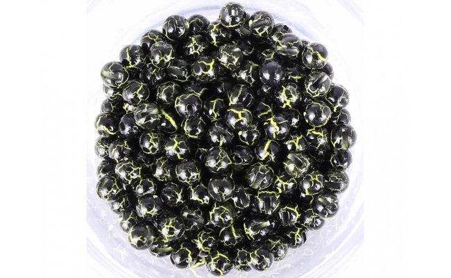 Tungsten Plus Marble Beads Hends Black-UV Fluo Yellow Tungsten Plus Marble Beads Hends Black-UV Fluo Yellow 2,3 mm, 10 pcs