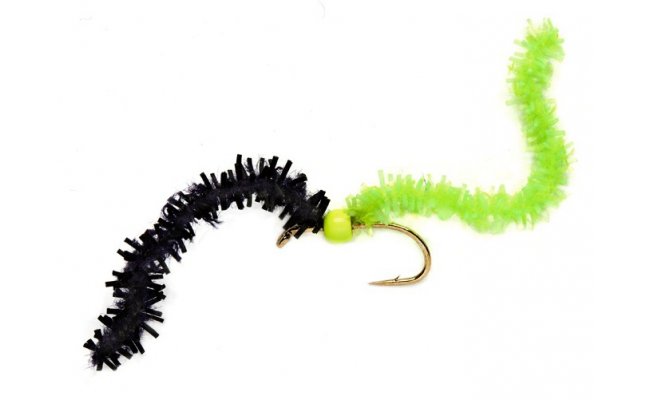 2 Tone Chewing Gum Worm Black & Chartreuse 2 Tone Chewing Gum Worm Black & Chartreuse, Size 10