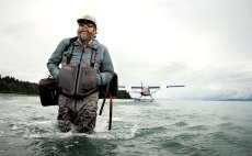 Fishing Waders Simms G4Z Stockingfoot Slate - In Action