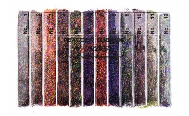 Peacock Dubbing Box Hends Mix 12 Colors Peacock Dubbing Box Hends Mix 12 Colors