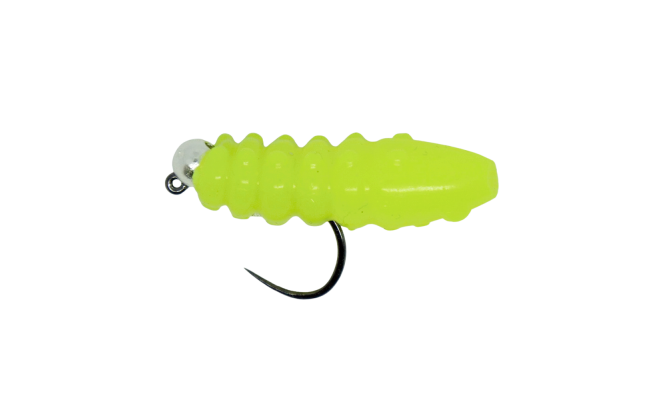 Soft Larva Trout Grub Yellow Chartreuse & Silver Soft Larva Trout Grub Yellow Chartreuse & Silver