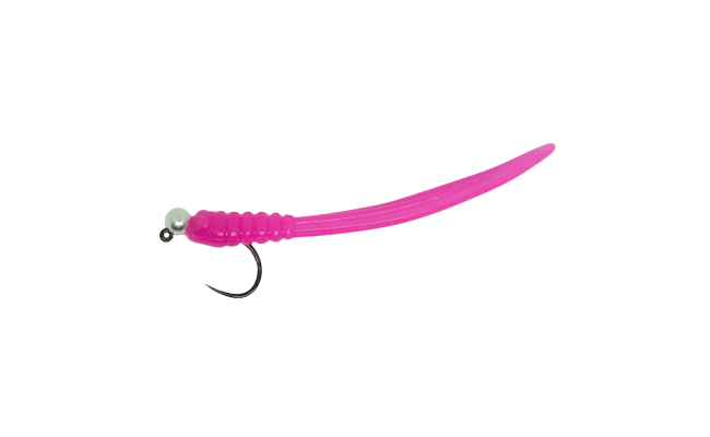 Soft Worm Micro Tail Fluo Pink & Silver Soft Worm Micro Tail Fluo Pink & Silver