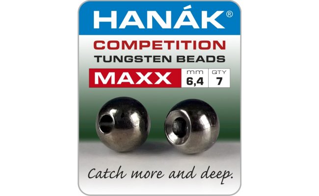 Tungsten Beads Hanak Competition MAXX Black Nickel (Without Groove) Tungsten Beads Hanak Competition MAXX Black Nickel (Without Groove) 6.4 mm, 7 pcs