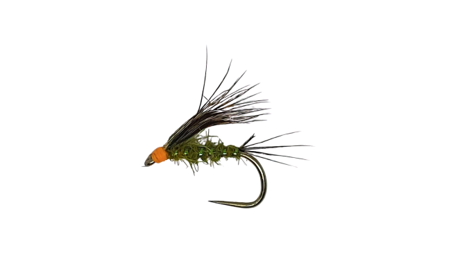 Wet Caddis Orange Head Olive B/L Wet Caddis Orange Head Olive B/L, Size 12