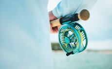 Fly Reel Guideline Aura Blue - In Action