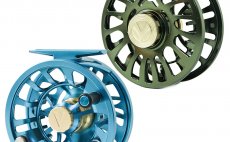 Fly Reel Leichi Shield Ice Blue & Gold + Olive & Gold