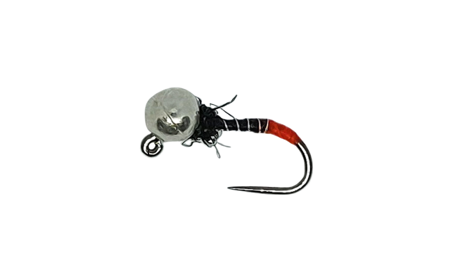 Tungsten Jig French Nymph Red Tip & Silver Head B/L Tungsten Jig French Nymph Red Tip & Silver Head B/L, Size 14