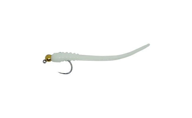 Soft Worm Micro Tail White & Gold Soft Worm Micro Tail White & Gold