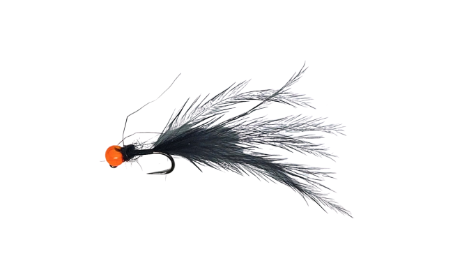 Tungsten Jig Black Lure & Fluo Orange Head Tungsten Jig Black Lure & Fluo Orange Head, Size 16