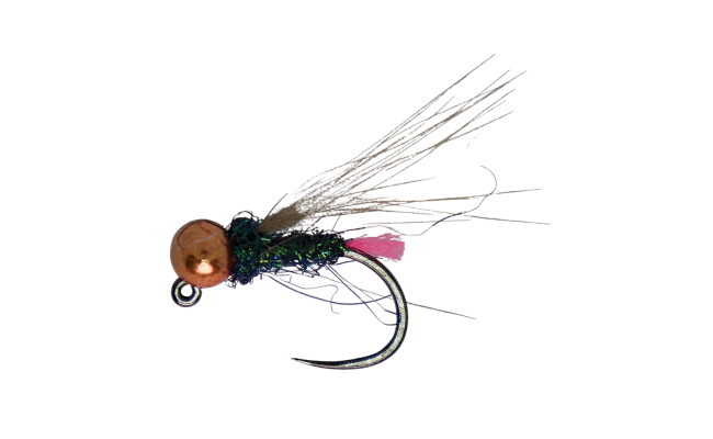 Tungsten Jig Pink Tag Peacock & Copper Tungsten Jig Pink Tag Peacock & Copper, Size 16