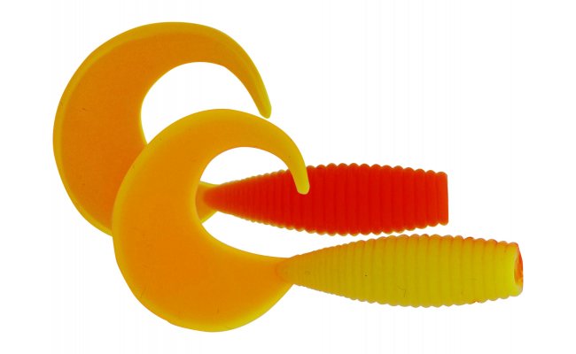 Rubber Lures Kinetic Curlypup Rubber Lures Kinetic Curlypup - Yellow/Orange, 10 pcs