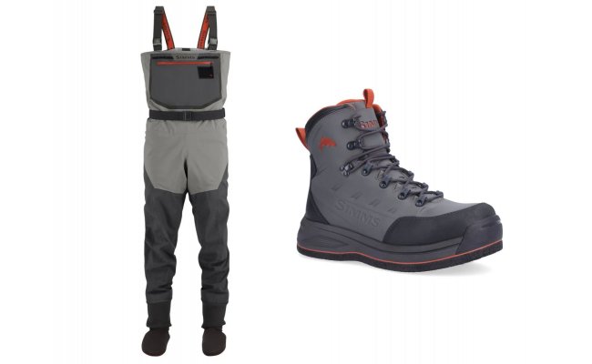 SET Waders Simms Freestone Stockingfoot Smoke + Wading Boots Felt  SSET Waders Simms Freestone Stockingfoot Smoke + Wading Boots Felt 